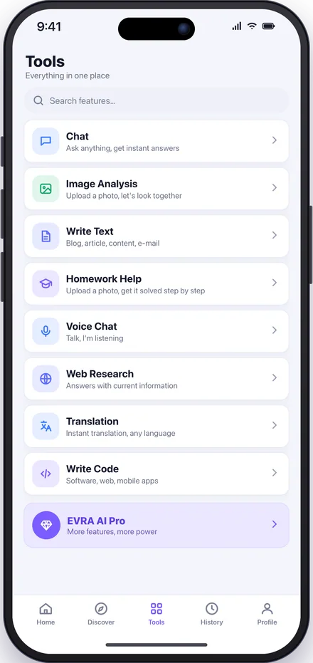 Tools screen
